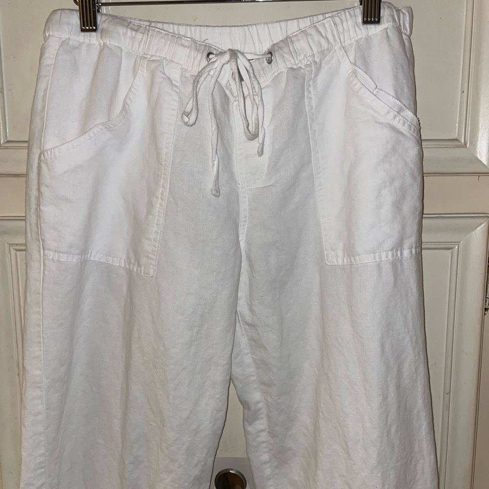New York & Company White Wide Leg Drawstring Pants